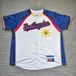 LA Dodgers Filipino Heritage Night Jersey XL White Blue Tribal Sun Eagle SGV